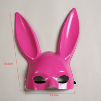 Masque de lapin en plastique pour cosplay, Pâques, Halloween, fête de carnaval, bar, boîte de nuit, costume sexy, demi-visage, oreilles de lapin