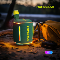 Altavoz Bluetooth Portátil Hopestar P63 de 10 W, Resistente al Agua IPX6, Luces RGB Inteligentes, Graves Profundos, Radio FM, Sonido de 360° para Viajes al Aire Libre