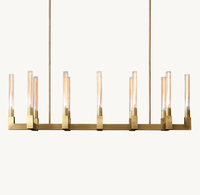 Lustre rectangle linéaire de luxe moderne de 55 pouces en laiton massif pour îlot de cuisine salon salle d'étude