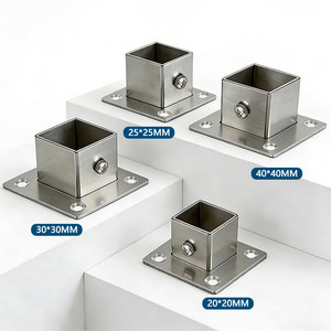 Stainless Steel Square Tube Flange Base 20x20mm Universal Side Mount Support Bracket For <b>Shelf</b> <b>Clothes</b> Rod - Product Image 2