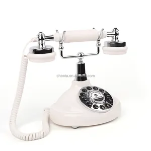 Voice Recording Antique White Brass Metal Corded Telephone Indoor Landline Button Wedding Phone Recorder Audio Guestbook