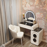 Tables de maquillage avec haut-parleur audio intégré et miroir anti-buée, coiffeuse gain de place pour la chambre à coucher, usage domestique