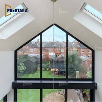 Fenêtre triangulaire en aluminium sur mesure pour toit de grenier, fenêtres triangulaires fixes en aluminium de forme pignon pour extérieur