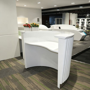 Comptoir demi-rond blanc moderne de luxe haut de gamme pour salon, <span class=keywords><strong>banque</strong></span>, institut de beauté, spa, mobilier de bureau commercial, bureau de réception - Product Image 4