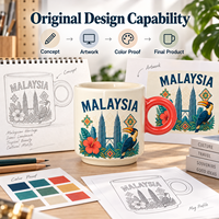 Tasse à café en céramique souvenir d'Asie et de Malaisie, impression des tours jumelles de Kuala Lumpur, design personnalisé, OEM, ODM, vente en gros