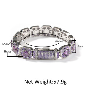 Full Diamond Bracelet With <b>Personalized</b> Copper Inlaid Zircon Couple Bracelet Colorful Rock Sugar Flip Clasp Bracelet Unisex - Product Image 6