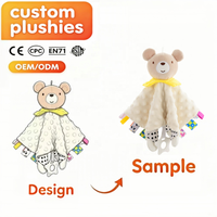 Couverture de sécurité personnalisée pour bébé en forme d'animal, doudou apaisant, jouet réconfortant, OEM ODM, logo personnalisé, cadeau doux pour nouveau-né, vente en gros