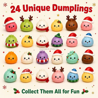 Cadeau de Noël : Calendrier de l'Avent 24 Jours avec Jouets Squishy en Forme de Raviolis, Boîte Mystère Surprise, Jouets Anti-Stress à Presser pour Enfants, Compte à Rebours des Fêtes