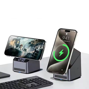 Mới Đến 15W Nhanh Chóng Từ Sạc Không Dây Đứng Cảm Ứng Tự Động Xoay 3 Trong 1 Sạc Không Dây Kỹ Thuật Số Đồng Hồ Báo Thức - Product Image 4