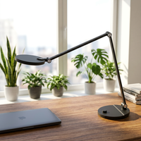 Lampe de bureau LED contemporaine à intensité variable continue, commande tactile, bras flexible réglable, protection oculaire, en ABS, pour salle de lecture