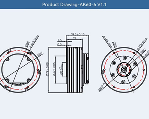 AK60-6 V1.1 <span class=keywords><strong>Moteur</strong></span> Servomoteur à Engrenages sans Balais DC BLDC à Couple Élevé 24V 74W pour Module d'Actionneur de Joint de Robot - Product Image 3