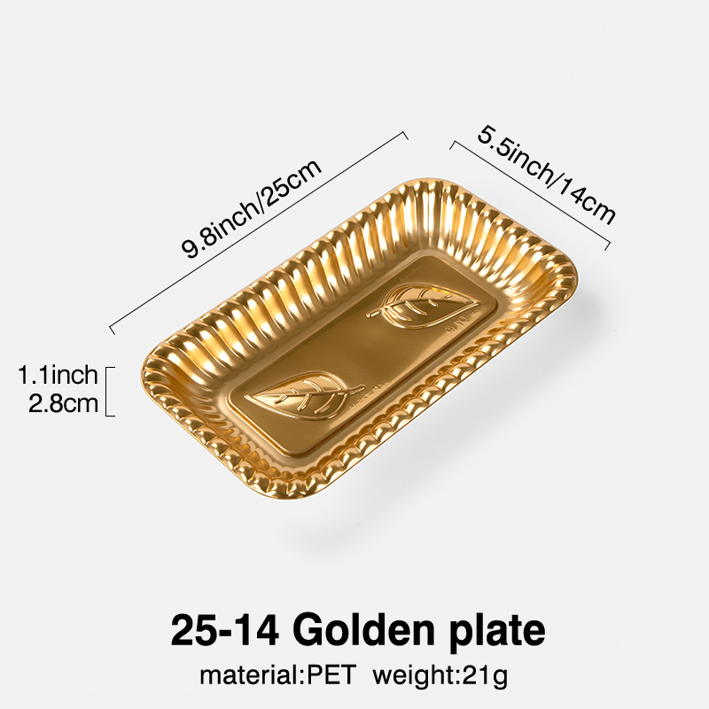Assiettes carrées Sz25-14 dorées]50 pièces