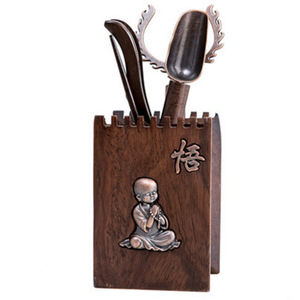 Service à thé en bois d'ébène pour six personnes, accessoires de thé Kung Fu en bois de rose, forme rectangulaire, pour cérémonie du thé - Product Image 5