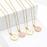 Collier Zodiaque en Acier Titane avec Pendentif Fritillaire Rond en Acier Inoxydable 18 carats, Chaîne de Collier, Bijoux pour Femme