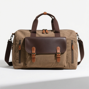 Cổ Điển Retro Nâu vải tote túi công suất lớn Trọng lượng nhẹ xách tay unisex khuôn mẫu dây kéo đóng cửa nhà máy-Tùy chỉnh - Product Image 5