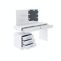 Coiffeuse blanche en bois style français en bois, style miroir, meuble d'angle, avec tabouret, 1 pièce