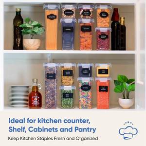 Paquete de 24 Recipientes Cuadrados Herméticos Multifuncionales Modernos para Almacenamiento de Alimentos Secos y Cereales, Material PP, para Fiestas - Product Image 3