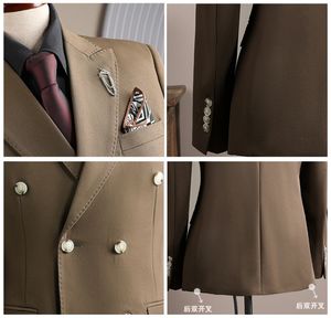 M-5XL da <span class=keywords><strong>uomo</strong></span> d'affari Slim <span class=keywords><strong>Fit</strong></span> Set doppio petto <span class=keywords><strong>abito</strong></span> da sposa per Groomsman gruppo pantaloni alla moda abbigliamento - Product Image 6