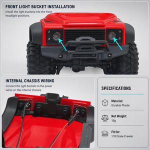 Kit d'éclairage LED pour RC Crawler, phares avant et arrière, feux arrière, adapté aux pièces et accessoires de mise à niveau <span class=keywords><strong>1</strong></span>/<span class=keywords><strong>18</strong></span> - Product Image 2
