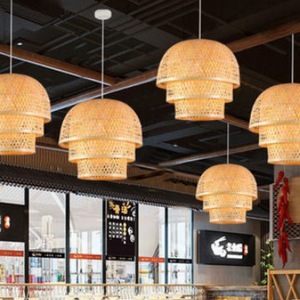 โคมไฟระย้าทรงกลมแบบจีน ทำจากไม้ไผ่สาน ใช้หลอดไฟ LED E27 สำหรับห้องน้ำชา ตกแต่งภายในสไตล์เซน ขนาด 80*80 ซม. - Product Image 2