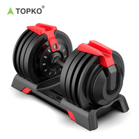 Ensemble d'haltères réglables TOPKO 3-24 kg, plaques de poids à changement rapide, équipement d'entraînement de force pour les épaules et les bras, pour la maison