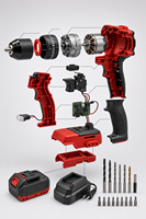 Perceuse à percussion sans fil électrique 18V, moteur sans balais, couple de 90 Nm, 1800 tr/min, boîte de vitesses à 3 vitesses, réversible, pour bricolage et travaux de construction