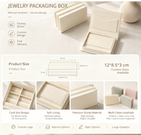 Boîte à bijoux magnétique à rabat en crème beige pour cartes VIP, avec pochette intérieure pour porte-cartes de remerciement - Vente en gros