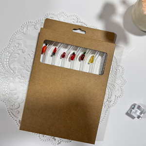 Pajitas de Vidrio Reutilizables de Color Rojo, Rectas y Curvas, al por Mayor - Product Image 1