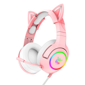 หูฟังเกมมิ่ง <span class=keywords><strong>ONIKUMA</strong></span> <span class=keywords><strong>K9</strong></span> รุ่น Girls Kitty Ear สีชมพู พร้อมไฟ RGB สเตอริโอ 7.1 พอร์ต 3.5 มม. หูฟังรูปหูแมว - Product Image 3