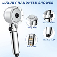 Pommeau de Douche Premium 7 Fonctions à Microbulles Nano Haute Pression avec Filtre et Jet Arrière pour Soin de la Peau, Pulvérisateur Chromé pour Salle de Bain Moderne