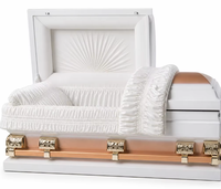 Cercueil en métal blanc de style américain, calibre 20, pour usage funéraire commémoratif d'adultes