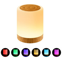 Veilleuse LED tactile intelligente, grain de bois coloré, rechargeable, minuterie, lampe de chevet, lampe de table pour extérieur, intérieur, camping