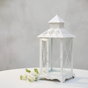 Manufacturers White Metal <b>Moroccan</b> Style Candle <b>Lantern</b> for Wedding Events Table Decoration - Product Image 1