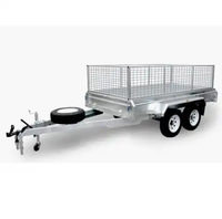 Remorque Voiture Double Essieu Galvanisée à Chaud avec Caisse de Transport Anticorrosion Durable, Feux LED et Rampe Grille