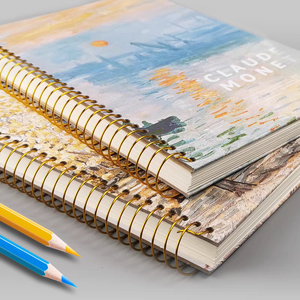 Copertina artistica grande bobina libro inglese per i compiti a quattro fili a tre griglie orizzontale Flip Hard Shell inglese Notebook - Product Image 1