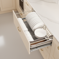 Rak Piring Hidrolik Anti Karat Vbosr, Organizer Laci Dapur, Keranjang Dapur Tarik Keluar dari Kabinet, Rak Kawat Modular Stainless Steel