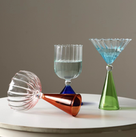 Gobelet à glace en verre borosilicate de haute qualité au design unique et créatif, rayures dégradées, fait main, capacité de 300 ml, blanc, luxe, pour boissons et desserts