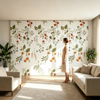 Lembaran Dinding Cetak Tahan Aus untuk Dekorasi Interior Panel Dinding Motif Bunga Marmer