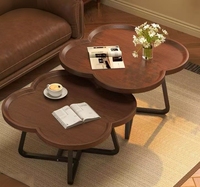 Table basse en bois durable de forme créative en trèfle à quatre feuilles, design minimaliste moderne et écologique pour salons et chambres