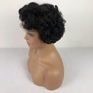 Peluca de corte <span class=keywords><strong>Pixie</strong></span> Cabello humano brasileño Bob <span class=keywords><strong>Pixie</strong></span> Rizos Encaje frontal <span class=keywords><strong>Pixie</strong></span> Rizado Pelucas cortas Pre arrancado Nudos blanqueados Pelucas - Product Image 3