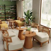 Meubles de café en cuir, canapé, tables et chaises en bois pour restaurant, ensemble de banquettes pour restaurant
