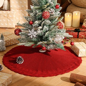 Falda Rústica de Punto Festoneada para Árbol de Navidad, 24/36/48 Pulgadas, con Lazos Rojos, Cubre Base de Árbol, Directo de Fábrica, Ecológico y Reutilizable - Product Image 3