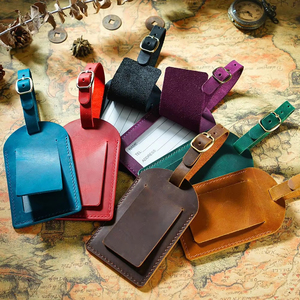 Etiqueta de Equipaje de Cuero Genuino, Etiquetas de Identificación de Equipaje de Viaje Vintage, Etiquetas de Nombre para Maletas de Cuero Vacuno con Logotipo <span class=keywords><strong>Personalizado</strong></span> para Viajes - Product Image 1