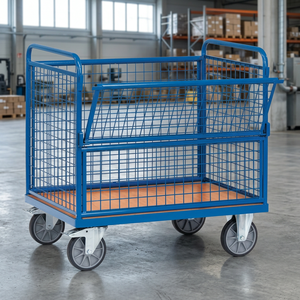 Heavy Duty Wire Mesh <b>Platform</b> <b>Trolley</b> Steel Basket Cart Four-Wheel Storage Hand Cart Industrial Material Handling 400kg Load OEM - Product Image 4