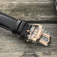 Montre mécanique automatique transparente pour homme OEM, design tourbillon céleste, bracelet en cuir noir Jacobts