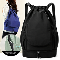 Sac à dos Pickleball avec cordon de serrage, sac de sport en nylon résistant à l'eau, poche avant pour raquette, grande capacité pour la salle de sport et les voyages