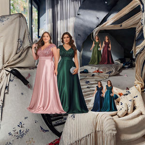 Ultimi Modelli di <span class=keywords><strong>Abiti</strong></span> <span class=keywords><strong>da</strong></span> <span class=keywords><strong>Sposa</strong></span> Lunghi con Scollo a V e Paillettes, Taglie Forti, <span class=keywords><strong>Abiti</strong></span> Formali Casual a Linea A, Stampa Floreale, Vita Naturale, Estivi - Product Image 3