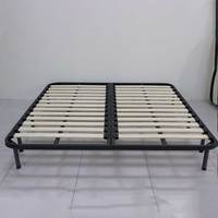 Cadre de lit moderne rembourré taille Twin XL réglable en hauteur, sommier à lattes en bois silencieux avec pieds en métal robustes