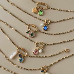 จี้รูปหัวใจประดับพลอยประจำเดือนเกิด 12 ราศี สีสันสไตล์ยุโรป ชุบทอง 18K บนสแตนเลสสตีล สำหรับผู้หญิง พร้อมสร้อยคอแบบเปิดได้ - Product Image 2