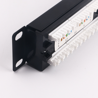 Panel de Conexiones de Red UTP CAT5e CAT6 CAT6A de 10 Pulgadas 1U con 12 Puertos, Soporte de Gestión de Cables, Montaje en Rack 1U, Conectores Keystone RJ45